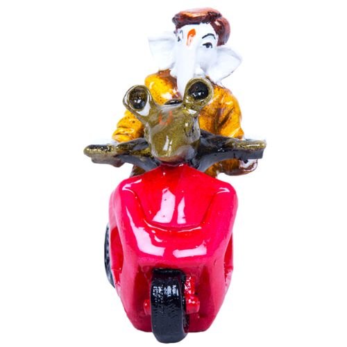 Unique Design Lord Ganesh Riding Red Scooter Best Item for Home Decor - Karigaari India Aesthetic Home Decor