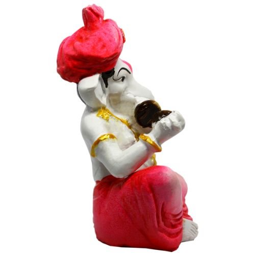 Little Lord Ganesha Idol Playing Instruments Best & Unique Design Pink for Home Decor - Karigaari India Aesthetic Home Decor