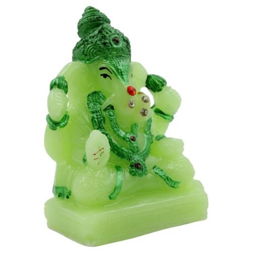 Small Lord Ganesha Sitting Idol Crystal Green Colour for Home Decor - Karigaari India Aesthetic Home Decor