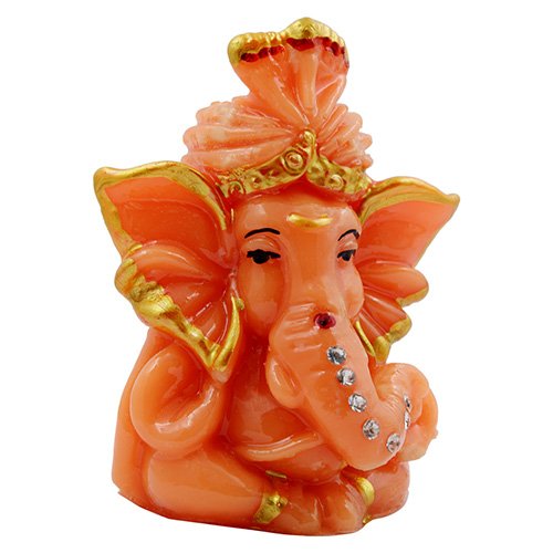 Small Lord Ganesha Sitting Idol Orange And Pink Ornaments Best for Home Decor - Karigaari India Aesthetic Home Decor