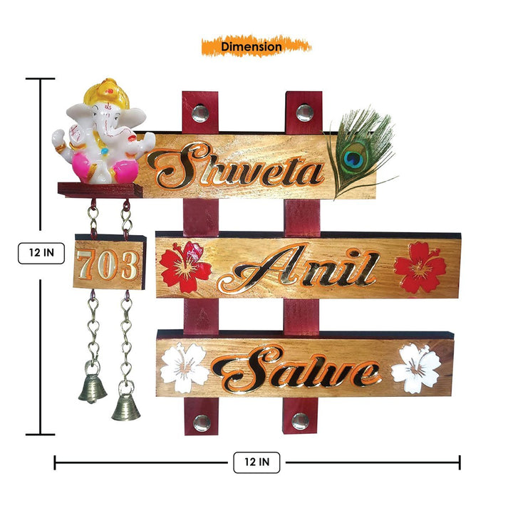 Family Durable Stylish Wooden Name Plate for Office Beautiful Home Decor - Karigaari India Aesthetic Home Decor