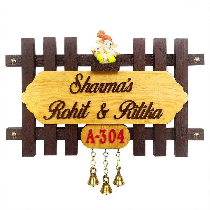 Stylish Personalized Custom Wooden Name Plate for House Sturdy Durable - Karigaari India Aesthetic Home Decor
