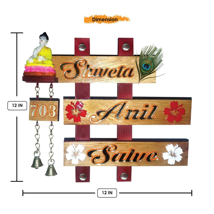 Family Beautiful Sturdy Wooden Name Plate for Office Durable Custom - Karigaari India Aesthetic Home Decor