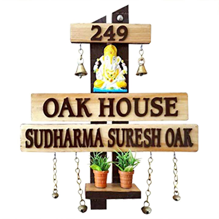 Planter Personalized Custom Wooden Name Plate for House Stylish Decor - Karigaari India Aesthetic Home Decor