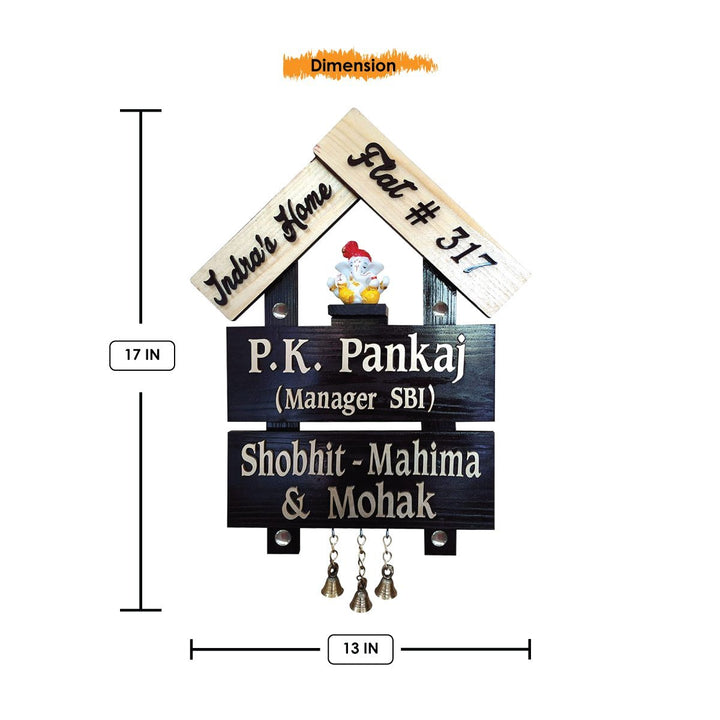 Hut Style Durable Beautiful Wooden Name Plate for Home Office Sturdy - Karigaari India Aesthetic Home Decor