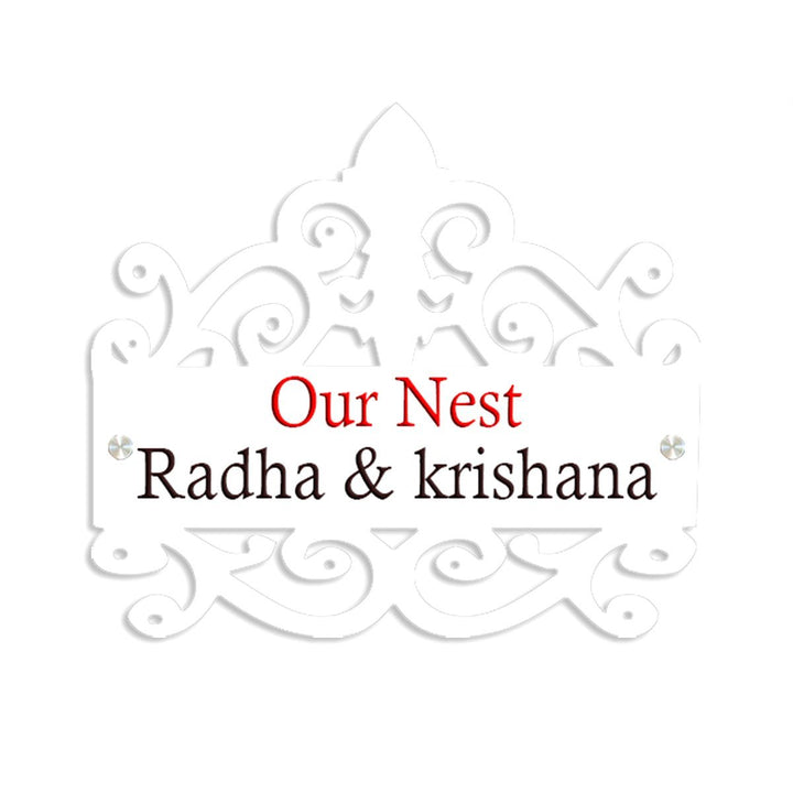 White Sturdy Personalized Wooden Name Plate for House Custom Stylish - Karigaari India Aesthetic Home Decor