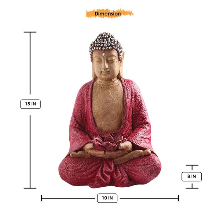 Handcrafted Ployresin Lord Buddha Meditating Statue Pink Colour Showpiece Home Decor/Office Decor/Spiritual Gift - Karigaari India Aesthetic Home Decor