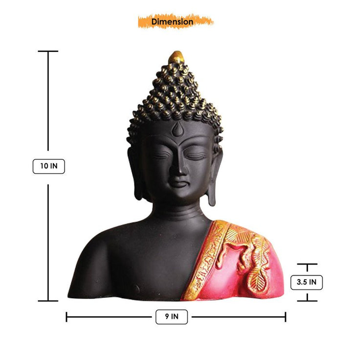 Handcrafted Ployresin Lord Buddha Black Colour Statue Upto Shoulder Showpiece Home Decor/Office Decor/Spiritual Gift - Karigaari India Aesthetic Home Decor