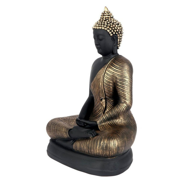Handcrafted Ployresin Lord Buddha Black And Golden Meditating Statue Showpiece Home Decor/Office Decor/Spiritual Gift - Karigaari India Aesthetic Home Decor