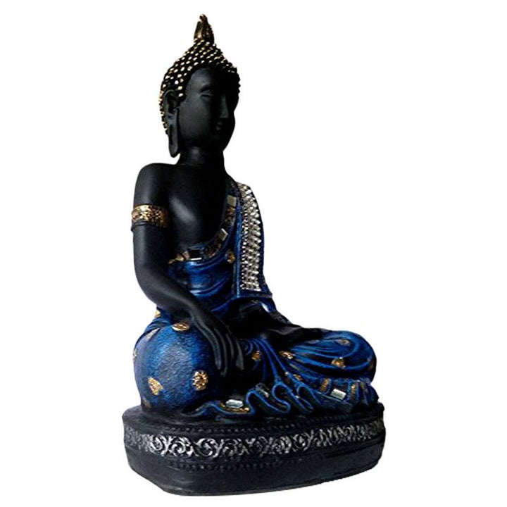 Handcrafted Ployresin Lord Buddha Blue Colour Meditating  Statue Showpiece Home Decor/Office Decor/Spiritual Gift - Karigaari India Aesthetic Home Decor