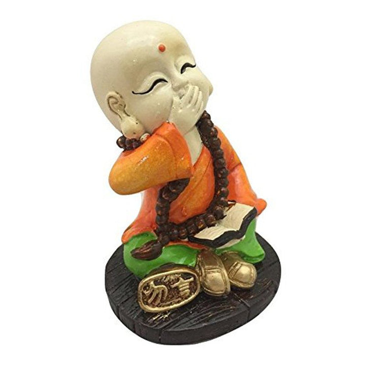 Handcrafted Ployresin Sitting With Putting Hand On Mouth Lord Buddha Statues Showpiece Home Decor/Office Decor/Spiritual Gift, Multicolour - Karigaari India Aesthetic Home Decor