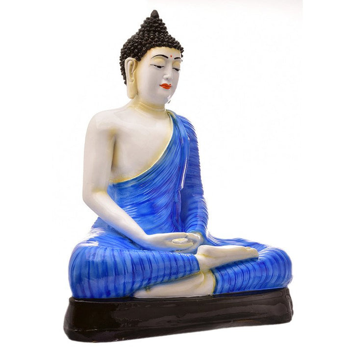 Handcrafted Ployresin Meditating Lord Buddha Statue Showpiece Home Decor/Office Decor/Spiritual Gift, Blue Colour - Karigaari India Aesthetic Home Decor
