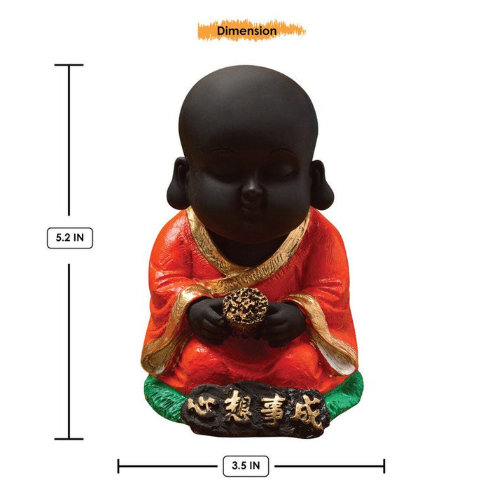 Handcrafted Ployresin Standing And Sitting Lord Buddha Statue Three Pieces Showpiece Home Decor/Office Decor/Spiritual Gift, Brown And Orange - Karigaari India Aesthetic Home Decor