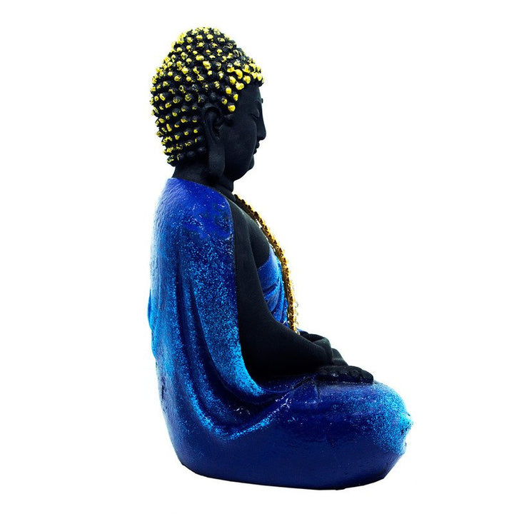Handcrafted Ployresin Lord Buddha Sitting Meditating Shiny Dark Blue Colour Statue Showpiece Home Decor/Office Decor/Spiritual Gift - Karigaari India Aesthetic Home Decor