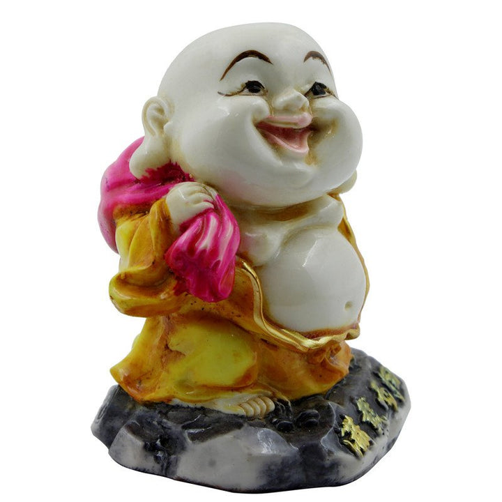 Handcrafted Ployresin Lord Buddha Stading With Laughing Statue Showpiece Home Decor/Office Decor/Spiritual Gift, Multicolour - Karigaari India Aesthetic Home Decor