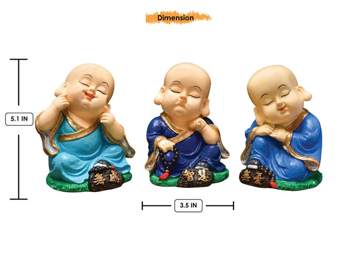 Handcrafted Ployresin Three Pieces Sitting And Sleeping Lord Buddha Multicolour Statue Showpiece Home Decor/Office Decor/Spiritual Gift - Karigaari India Aesthetic Home Decor