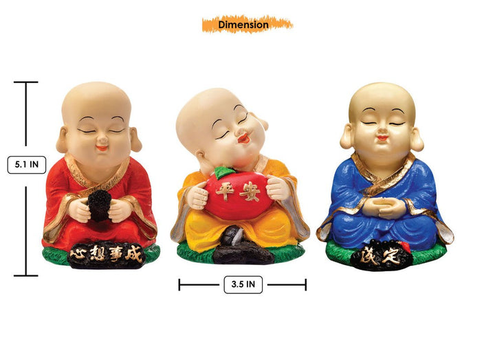 Handcrafted Ployresin Sitting, Meditating Red, Yellow And Blue Colour Three Lord Buddha Multicolour StatueS Showpiece Home Decor/Office Decor/Spiritual Gift - Karigaari India Aesthetic Home Decor