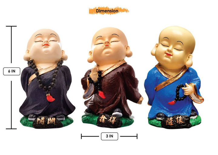 Handcrafted Ployresin Standing, Thinking Brown, Blue Colour Three Lord Buddha Multicolour StatueS Showpiece Home Decor/Office Decor/Spiritual Gift - Karigaari India Aesthetic Home Decor