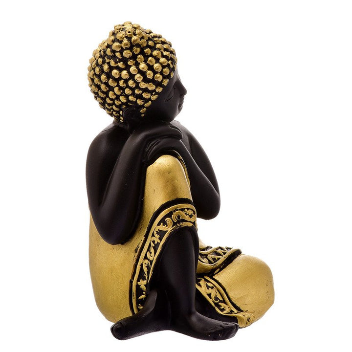 Handcrafted Ployresin Yellow And Black Sitting And Sleeping Lord Buddha Statue Showpiece Home Decor/Office Decor/Spiritual Gift - Karigaari India Aesthetic Home Decor
