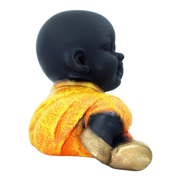 Handcrafted Ployresin Lord Buddha Sleeping Statue Showpiece Home Decor/Office Decor/Spiritual Gift, Black And Orange - Karigaari India Aesthetic Home Decor
