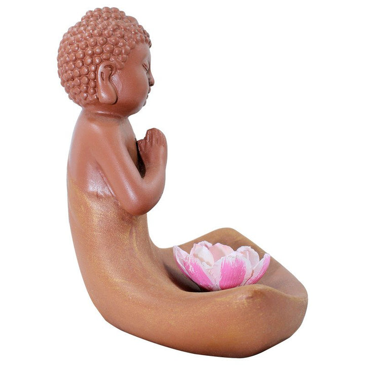 Handcrafted Ployresin Lord Buddha Praying Statue Showpiece Home Decor/Office Decor/Spiritual Gift, Brown - Karigaari India Aesthetic Home Decor