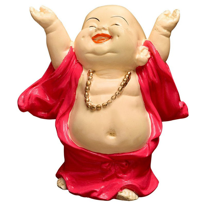 Handcrafted Ployresin Lord Buddha Laughing Pink Colour Standing Statue  Showpiece Home Decor/Office Decor/Spiritual Gift - Karigaari India Aesthetic Home Decor