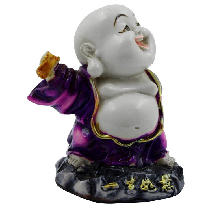Handcrafted Ployresin Lord Buddha Standing On Stone And Laughing Statue Showpiece Home Decor/Office Decor/Spiritual Gift, Purple - Karigaari India Aesthetic Home Decor
