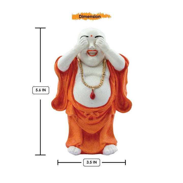 Handcrafted Ployresin Lord Buddha Three Standing White And Orange Statues Showpiece Home Decor/Office Decor/Spiritual Gift - Karigaari India Aesthetic Home Decor