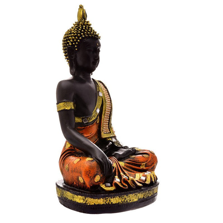 Handcrafted Ployresin Lord Buddha Multicolour Meditating Statue Sitting On Golden Colour Table Showpiece Home Decor/Office Decor/Spiritual Gift - Karigaari India Aesthetic Home Decor