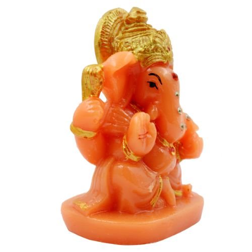 Small Lord Ganesha Sitting Idol Orange Colour for Home Decor - Karigaari India Aesthetic Home Decor
