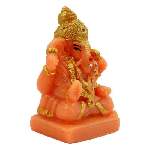 Lord Ganesha Sitting And Giving Blessing Orange Colour Idol for Home Decor - Karigaari India Aesthetic Home Decor