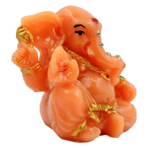 Lord Ganesha Sitting Without Mughat Orange Colour Idol for Home Decor - Karigaari India Aesthetic Home Decor