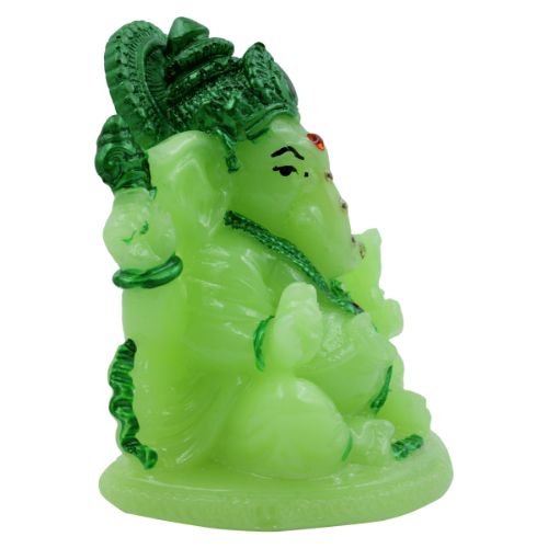 Small Lord Ganesha Sitting With Folding Leg Idol Crystal Green Colour for Home Decor - Karigaari India Aesthetic Home Decor