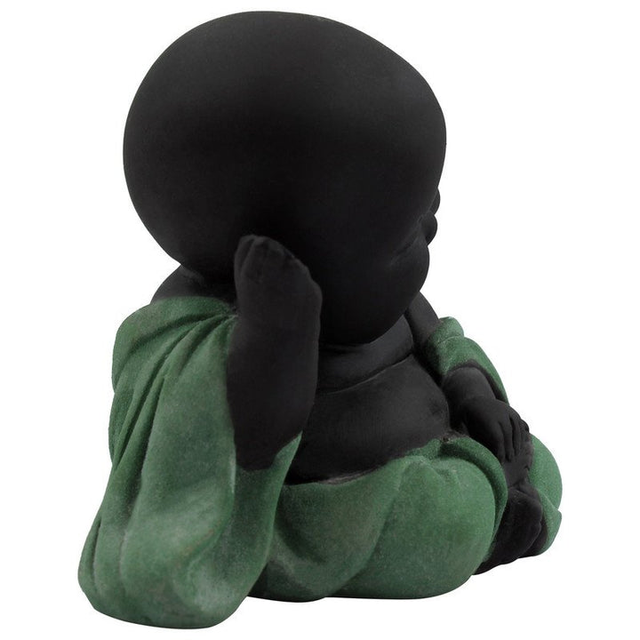 Handcrafted Ployresin Lord Buddha Sitting And Sleeping Statue Showpiece Home Decor/Office Decor/Spiritual Gift, Black And Green - Karigaari India Aesthetic Home Decor