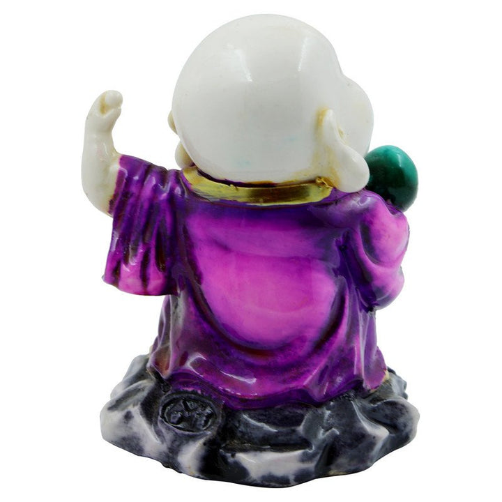 Handcrafted Ployresin Lord Buddha Standing With Laughing Statue Showpiece Home Decor/Office Decor/Spiritual Gift,Purple, Green - Karigaari India Aesthetic Home Decor