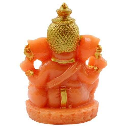 Lord Ganesha Sitting with One Leg Fold Orange Colour Idol for Home Decor - Karigaari India Aesthetic Home Decor