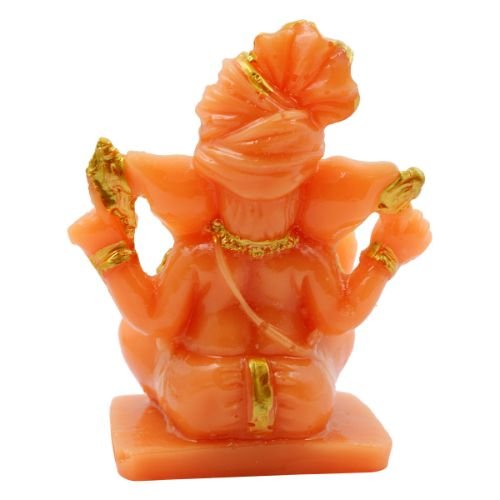 Lord Ganesha Wearing Paghadi And Sitting Orange Colour Idol for Home Decor - Karigaari India Aesthetic Home Decor