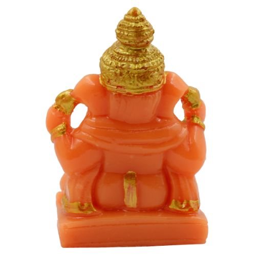 Lord Ganesha Sitting And Giving Blessing Orange Colour Idol for Home Decor - Karigaari India Aesthetic Home Decor