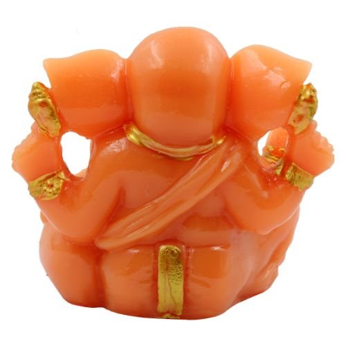 Lord Ganesha Sitting Without Mughat Orange Colour Idol for Home Decor - Karigaari India Aesthetic Home Decor