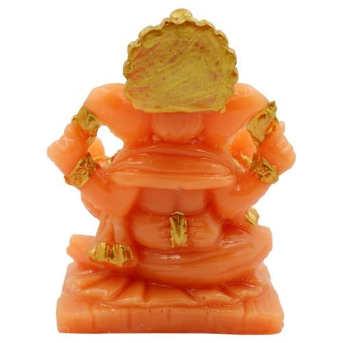 Lord Ganesha sitting Unique Orange Colour Idol for Home Decor - Karigaari India Aesthetic Home Decor