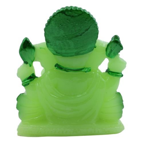 Small Lord Ganesha Sitting With Folding Leg Idol Crystal Green Colour for Home Decor - Karigaari India Aesthetic Home Decor