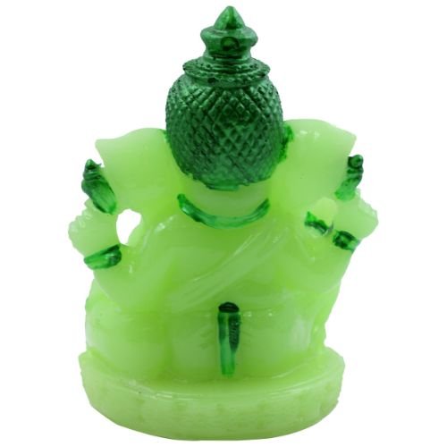 Small Lord Ganesha Sitting With Folding Leg Crystal Green Colour Idol for Home Decor - Karigaari India Aesthetic Home Decor