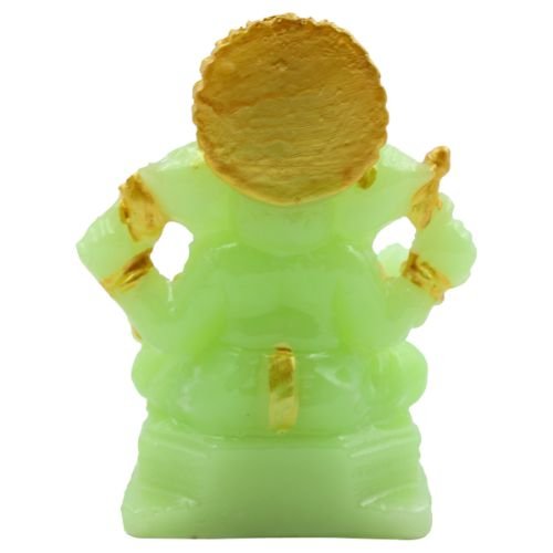 Small Lord Ganesha With Rat Sitting Wearing Gold Ornaments Crystal Green Idol for Home Decor - Karigaari India Aesthetic Home Decor