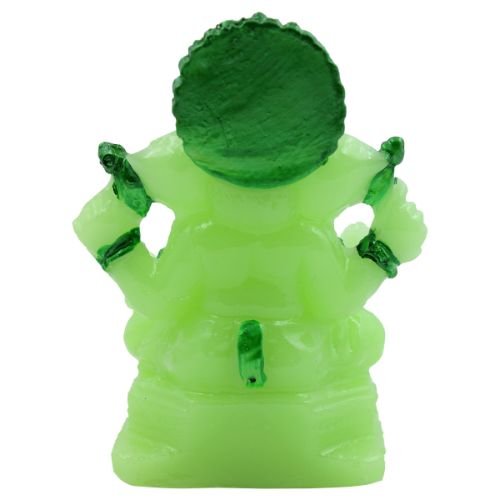 Small Lord Ganesha With Rat Sitting Wearing Green Ornaments Crystal Green Idol for Home Decor - Karigaari India Aesthetic Home Decor