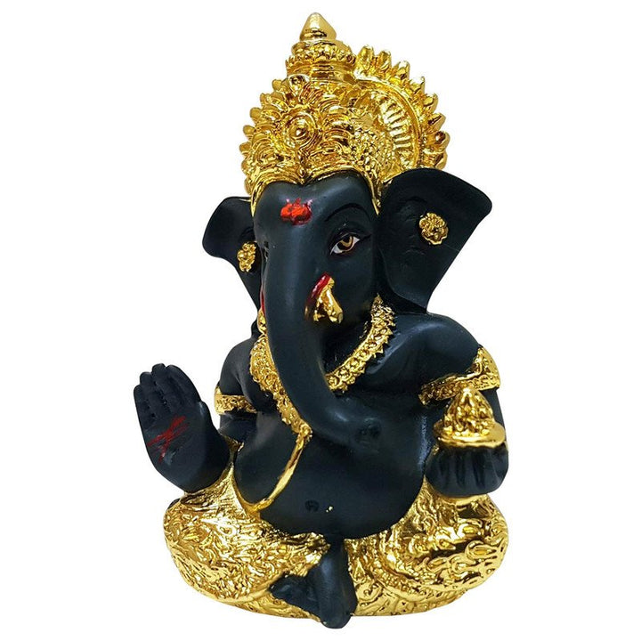 Antique Black Ceramic Ganesha Idol for Car Dashboard I Gifting - Karigaari India Aesthetic Home Decor