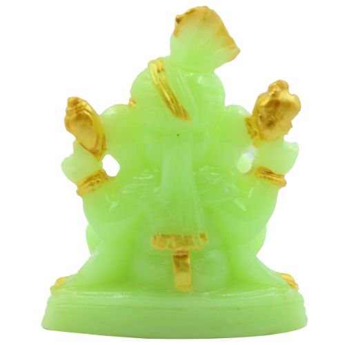 Small Lord Ganesha sitting Unique Crystal Green Colour Idol with Golden Ornaments for Home Decor - Karigaari India Aesthetic Home Decor