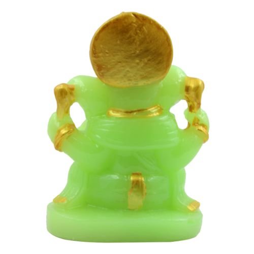 beautiful Lord Ganesha sitting Unique Crystal Green Colour Idol with Golden Ornaments for Home Decor - Karigaari India Aesthetic Home Decor