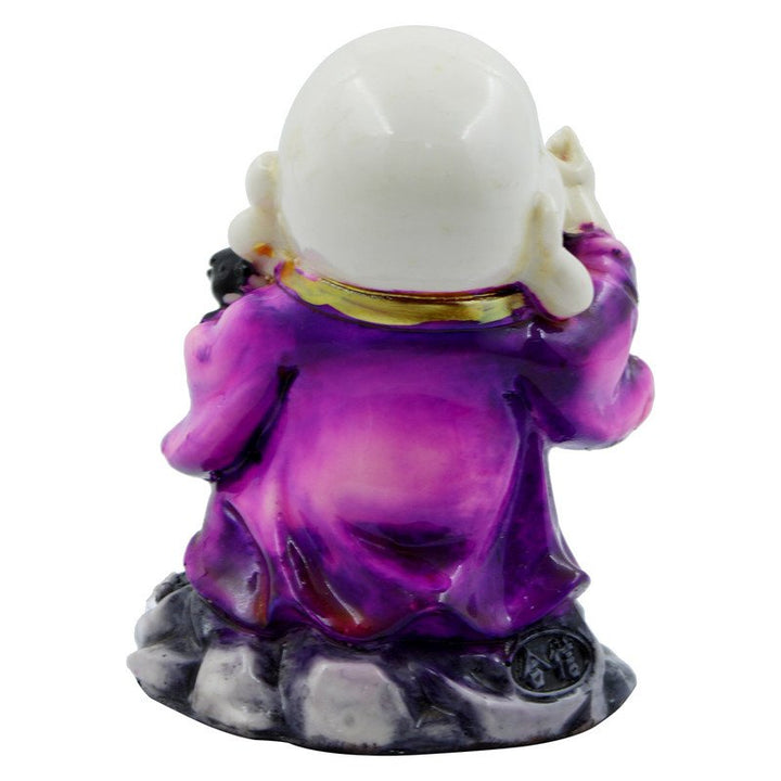 Handcrafted Ployresin Lord Buddha White And Purple Standing Laughing Statue Showpiece Home Decor/Office Decor/Spiritual Gift - Karigaari India Aesthetic Home Decor