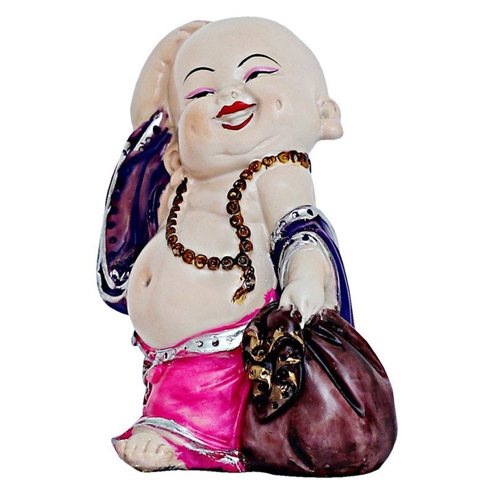 Handcrafted Ployresin Lord Buddha Two Multicolour  Standing With Laughing Statues Showpiece Home Decor/Office Decor/Spiritual Gift - Karigaari India Aesthetic Home Decor