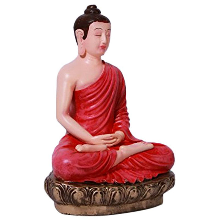 Handcrafted Ployresin Lord Buddha Red  Colour Meditating Statue Showpiece Home Decor/Office Decor/Spiritual Gift - Karigaari India Aesthetic Home Decor